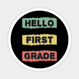 Hello First Grade Awesome Back to School  RETRO Gift for Kids and Teachers Magnet